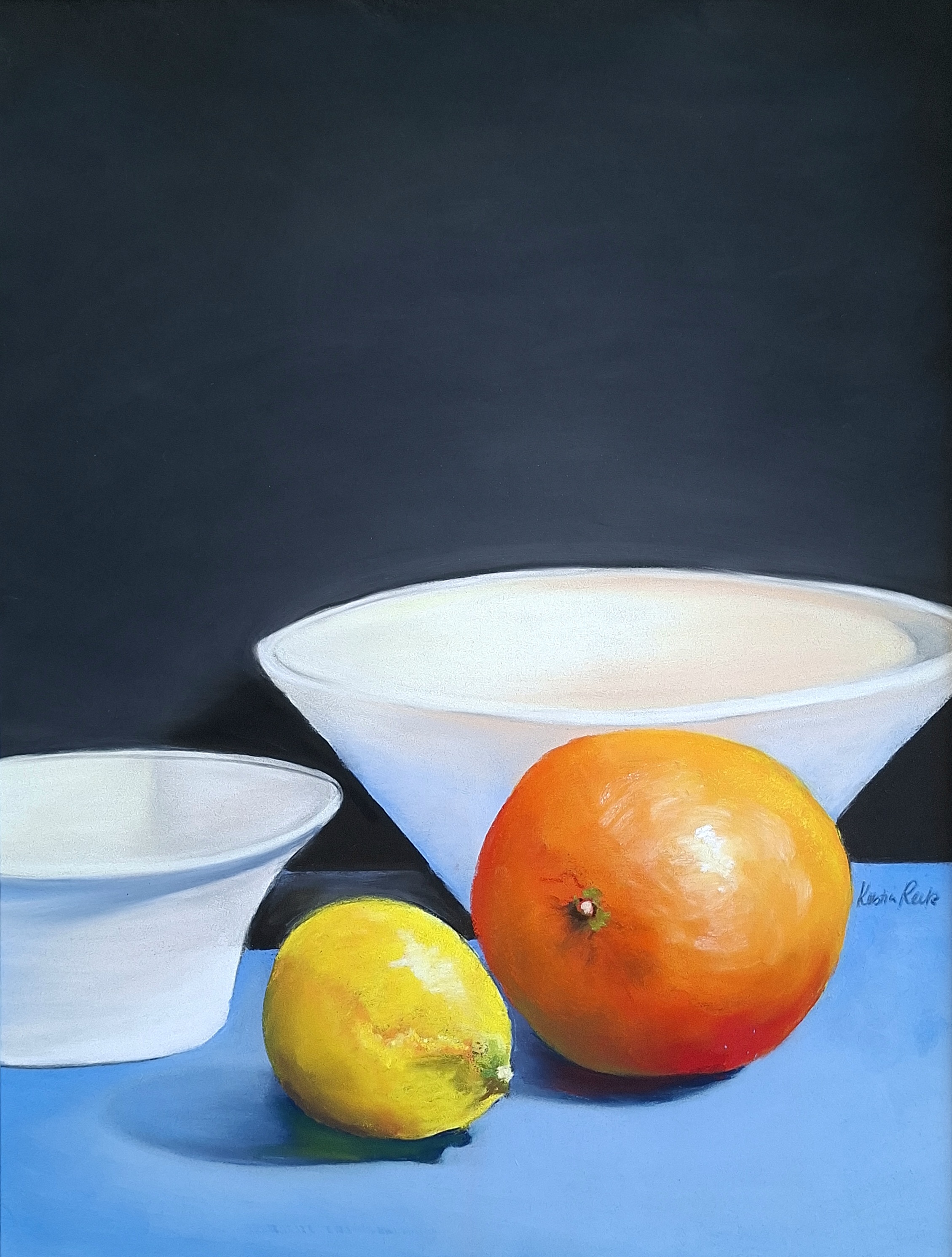 Pastellbild „Stillleben mit Orange“