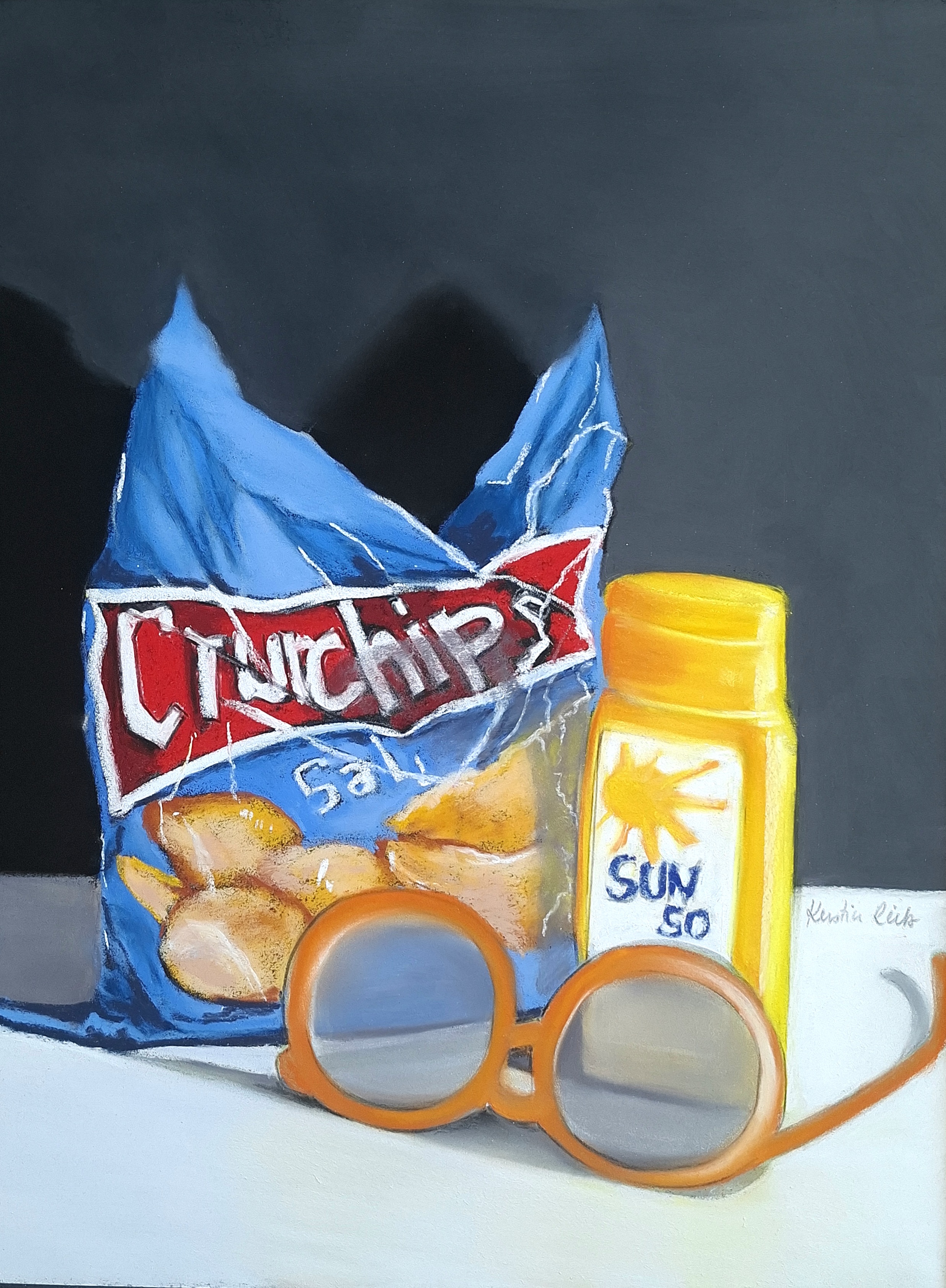 Pastellbild „Stillleben mit Sonnenbrille“